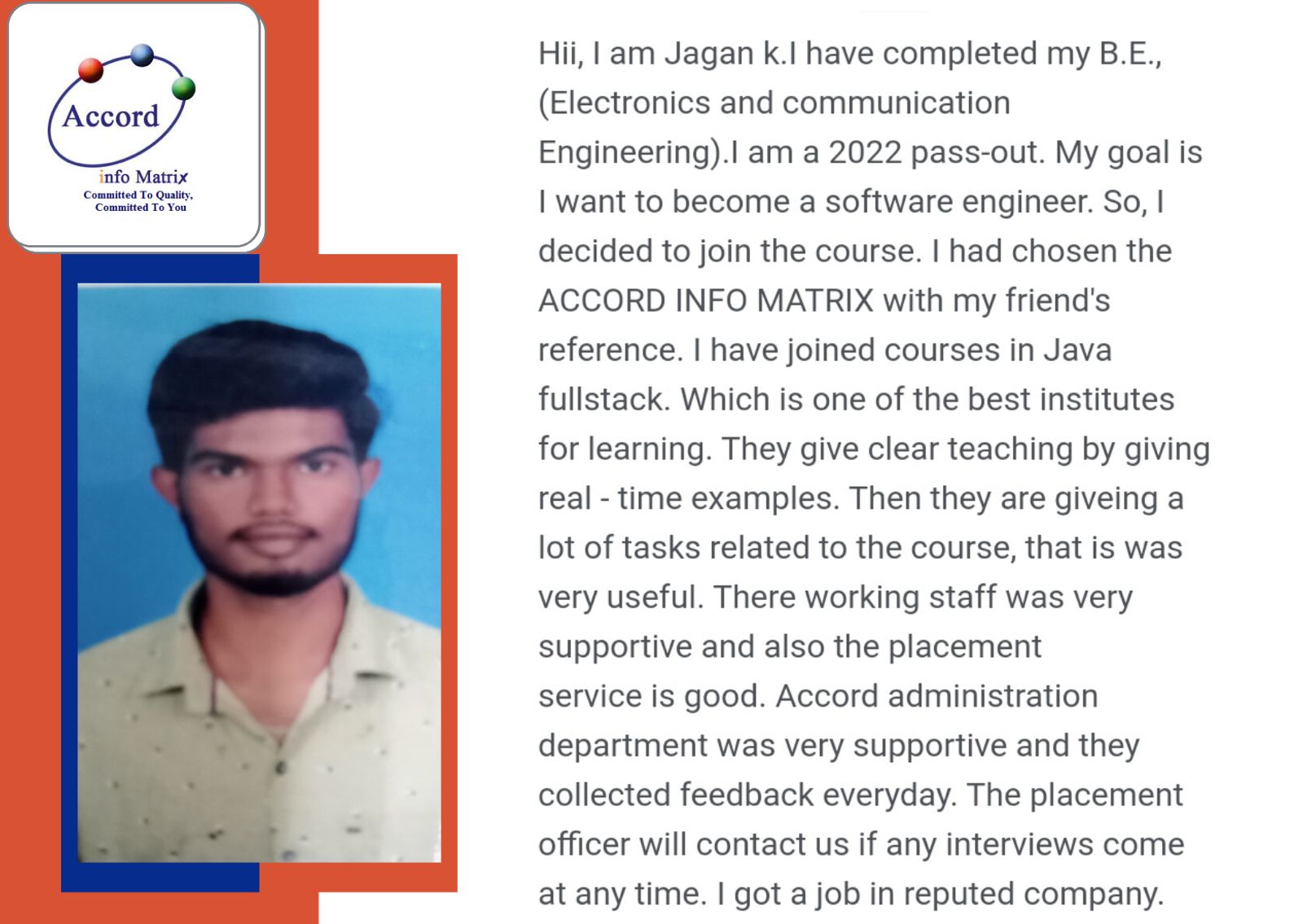 Testimonals : Online Dotnet Training in Chennai